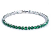 Bransoletka Damska SREBRNA zielone Kryształki Na Prezent kryształki