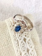 Zestaw Szafirowa cyrkonia Markiza Pierścionek Zawieszka Kolczyki 