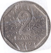 FRANCJA 2 franki 1979, KM# 942.1, XF