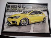 VW Golf VII R plakat rysunek prezent A3 42x30