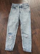 Spodnie jeansowe Terranova R 36 S marmurkowe wysoki stan z dziurami