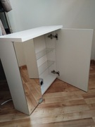 Szafka do łazienki biała, z lustrem, wisząca, oświetlenie, 60cm - ZŁOŻONA