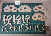 Drewniane dekoracje ślubne serca gołębie para młoda rustykalne boho