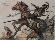 TOMASZ SĘTOWSKI "Troja" akwarela, gwasz, piórko, karton 29x21cm