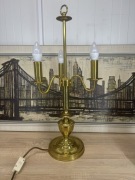 Stylowa lampa stołowa mosiężna – 3 ramiona | klasyczna | sprawna