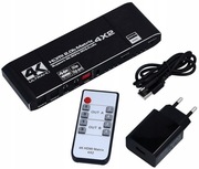 Matrix HDMI 4x2 Switch Splitter 4K HDR 18G UHD 2 wyjścia HDMI