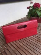 Torebka  CZERWONA KOPERTÓWKA naturalna SKÓRA