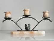 Stary Świecznik Kandelabr Alabastrowy Dania Lata 40/50.