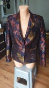 Next damska wzorzysta marynarka żakiet 38 M piękna granat zloto