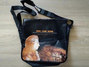 Sportowa czarna torba na ramię Sixt vintage A4 duża torebka nadruk