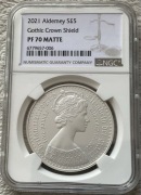 NGC PF70 2021 Alderney, matowa gotycka Victoria Shield Crown, W. Brytania