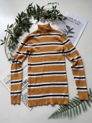 Golf w musztardowe paski 75% wiskoza M 38