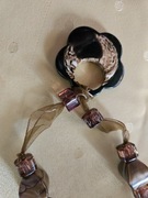 Naszyjnik - korale w odcieniach brązu na wstążce