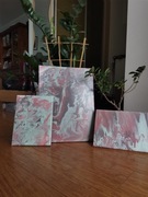 Obraz akrylowy tryptyk różowy