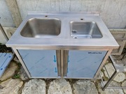 Zlew gastronomiczny 2-komorowy z szafką drzwi otwierane 95x60x85 OKAZJA