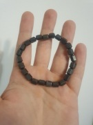 Bransoletka z hematytu kamienia krwi gun metal elastyczna rękodzieło 