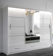 Szafa przesuwna MARSYLIA 250 z LEDAMI biały połysk