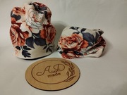 Komplet czapka komin Welur damski Jesienne kwiaty  M,XL