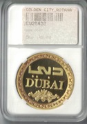 Pazłacana moneta pamiątkowa z Dubai