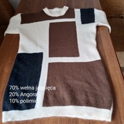 70% wełna jagnięca 20% Angora ciepła długa miękka bluzka r M stan bdb 
