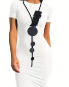 Naszyjnik wisior kolia gumowa boho w stylu tribal z drewnianymi elementami