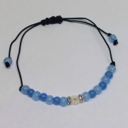 Bransoletka ręcznie robiona niebieska z białym kwiatkiem