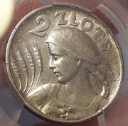 1925. 2 złote Żniwiarka Londyn NGC PCGS AU58