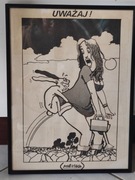 Andrzej Mleczko obraz rama oprawa  Uważaj sex  antyrama 