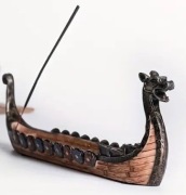 Podstawka, uchwyt, stojak na kadzidełko - statek wikingów, Drakkar