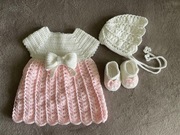 Sukienka, czapeczka i buciki dla dziewczynki na 3-6 miesięcy