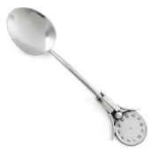 Srebrna klasyczna łyżeczka z zegarem - prezent na chrzest