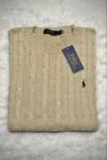 Polo Ralph Lauren sweter vintage cable knit beżowy kremowy basic L unisex