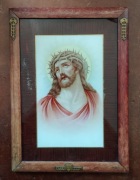 Przedwojenny obrazek święty Jezus Chrystus w ramce secesja