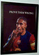 Plakat FC Barcelona Raphinha pilka nozna motywacja w ramce