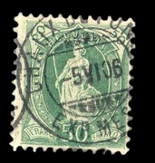 Szwajcaria Mi 78D, 50 Cent, Perf 11.5 x12, 1907.06.05 Chaux De Fonds