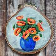 Maki obraz na drewnie kwiaty polskie