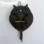 Makrama sowa na kole rękodzieło dekoracja ścienna boho Duża na kole 30 cm 