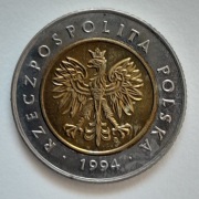 5 złotych 1994 obiegowe, bardzo ładne