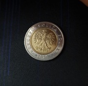 Moneta 5 zł z 2020 roku obiegowa 5zl złotych 2020r rok obiegowe RZADKA