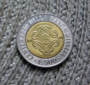 Włochy 500 Lirów 1993r - 100lecie Banku Włoch