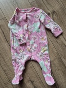 Next pajacyk piżamka różowy kwiaty napy 68 