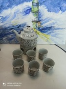 Porcelanowy zestaw do herbaty z podgrzewaczem – 6 kubeczków