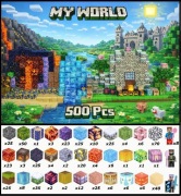 Klocki magnetyczne typu Minecraft GIGA ZESTAW 500szt 8 figurek 