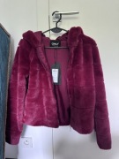 Nowa Bluza miś rozmiar xs kurtka wiosenna bordowa bordowe sztuczne futro