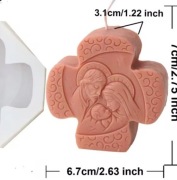 KRZYŻ Rodzina Jezusa forma silikonowa 8.3*3.7 do Wosku Świec Mydła Gipsu 