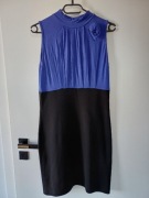 BonPrix, Kobaltowo-czarna sukienka w bardzo dobrym stanie, 36/38