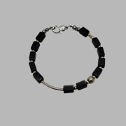 Bransoletka z Onyksu i srebra p.925 - dopasowanie rozmiaru 