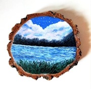 Krajobraz obraz na plastrze drewna brzoza