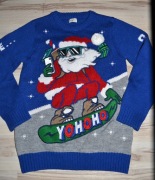 396* F&F Świąteczny sweter Święty Mikołaj 7/8 lat_ 122/128 cm