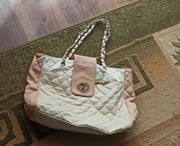 Torebka kremowa, vintage duża czarna zestaw toreb